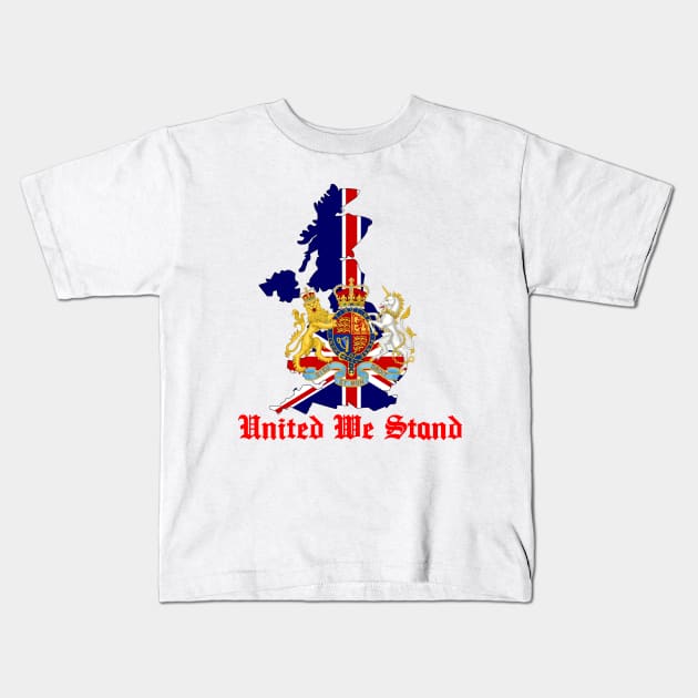 United We Stand - team Great Britain GB - Tee shirt map emblem United Kingdom Kids T-Shirt by Mightyfineart